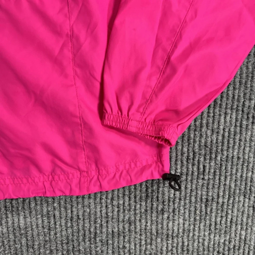 ASICS Jacket Womens‎ Small Pink Hooded Full Zip Lightweight Running Windbreaker